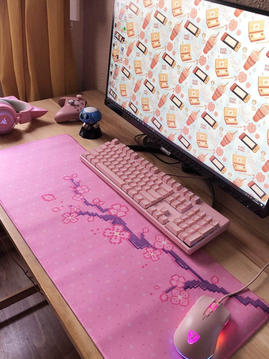 alfombrilla rosa, alfombrilla flor sakura, pink mousepad, alfombrilla japonesa, alfombrilla grande, alfombrilla larga, alfombrilla xl, alfombrilla de ratón, alfombrillas bonitas