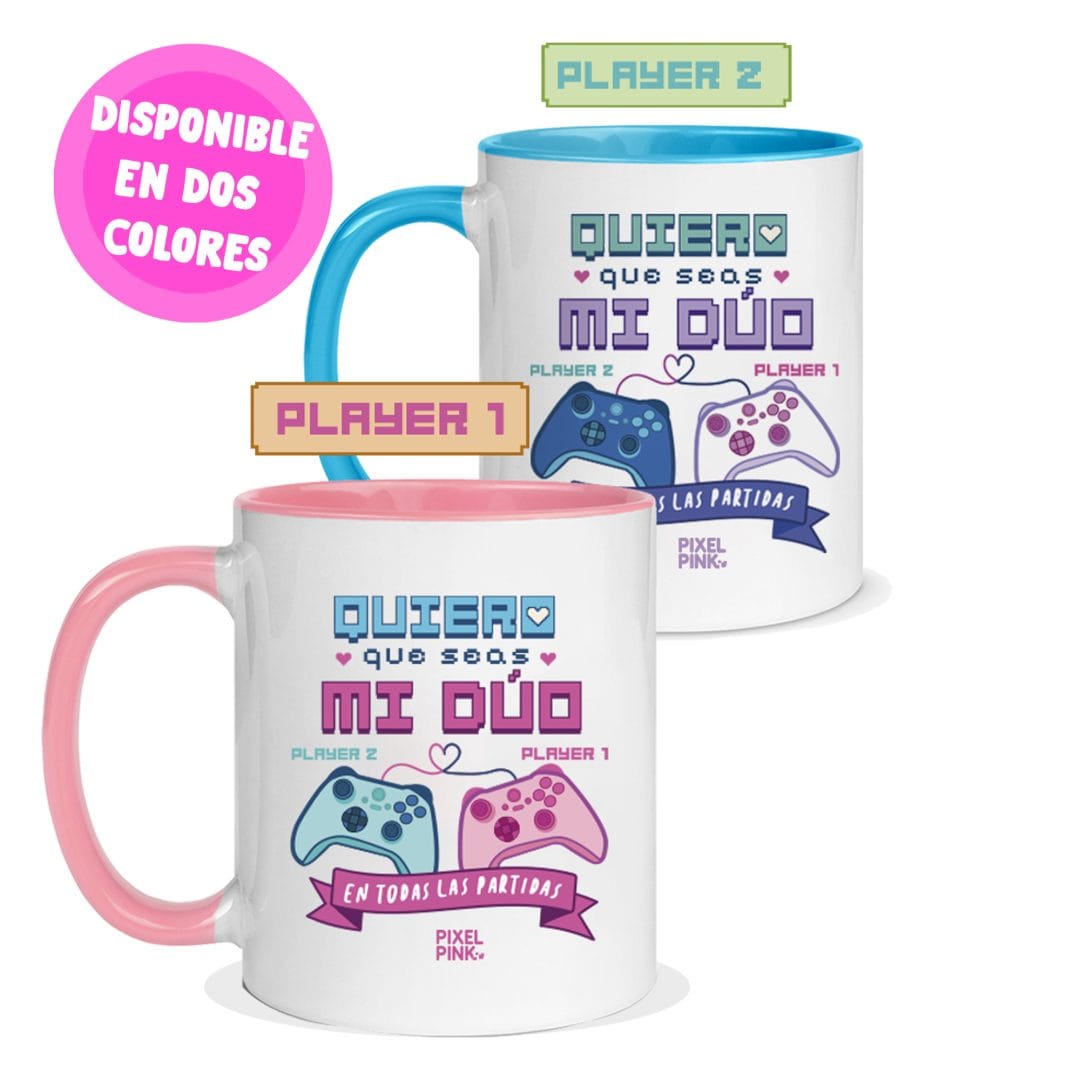 Tazas Dúo Gamer Rosa y Azul